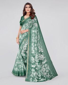 floral print cotton saree