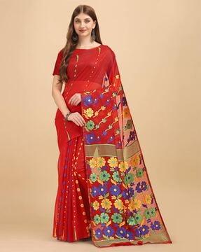 floral print cotton saree