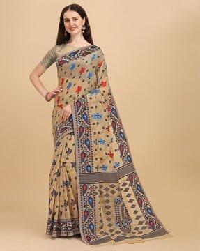 floral print cotton saree