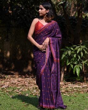 floral print cotton saree