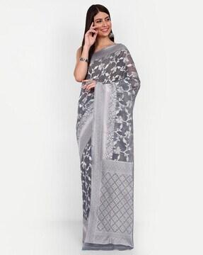 floral print cotton saree