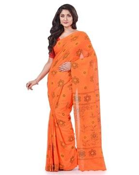 floral print cotton saree