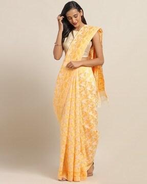 floral print cotton saree