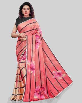 floral print cotton saree