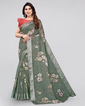 floral print cotton saree