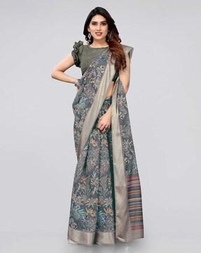 floral print cotton saree