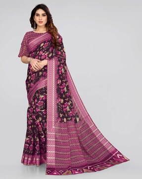 floral print cotton saree