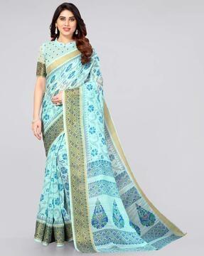 floral print cotton saree