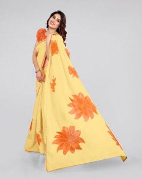 floral print cotton saree