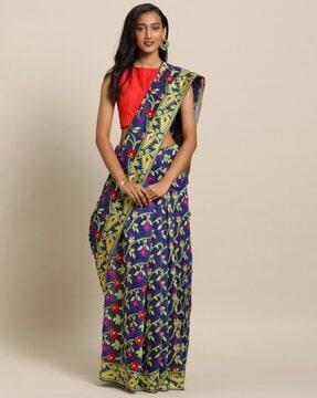 floral print cotton saree