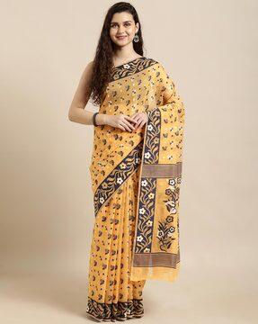 floral print cotton saree