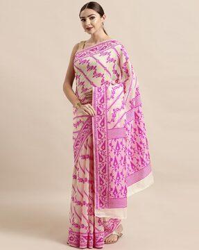 floral print cotton saree