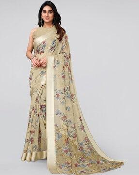 floral print cotton saree