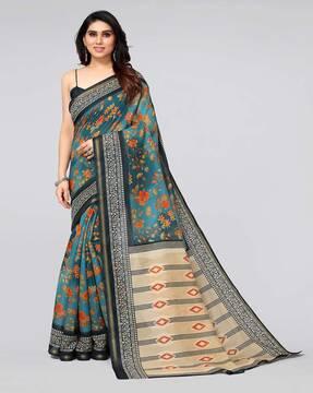 floral print cotton saree