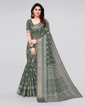 floral print cotton saree