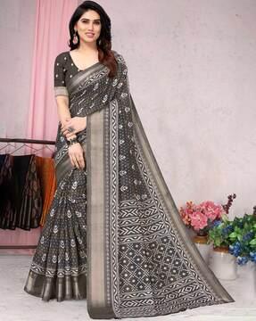 floral print cotton saree