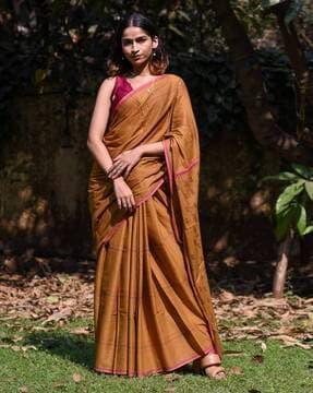 floral print cotton saree