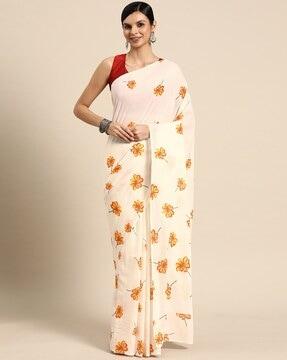 floral print cotton saree