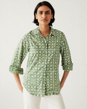 floral print cotton shirt