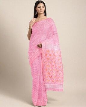floral print cotton silk saree