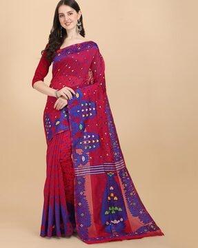 floral print cotton silk saree