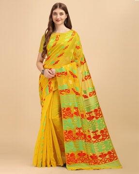 floral print cotton silk saree