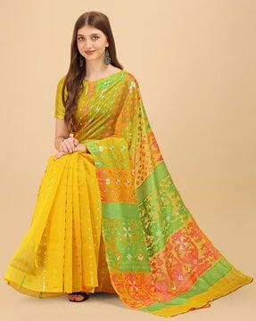 floral print cotton silk saree