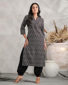 floral print cotton straight kurta