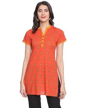 floral print cotton straight kurti