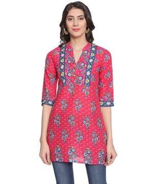 floral print cotton straight kurti