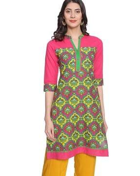 floral print cotton straight kurti