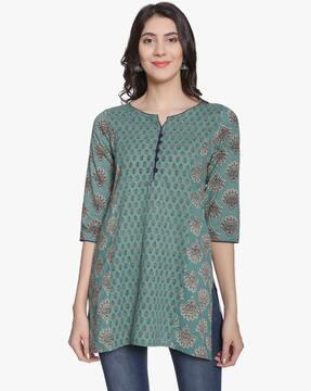 floral print cotton straight kurti