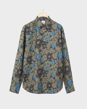 floral print cotton tailored fit shirt
