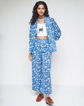 floral print cotton top with pants & shrug