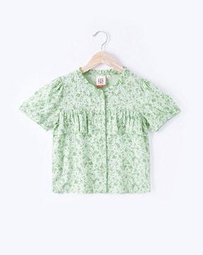 floral print cotton top with ruffles