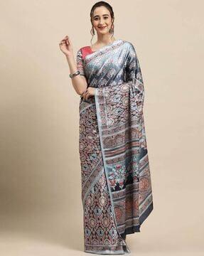 floral print crepe saree