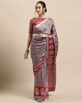 floral print crepe saree