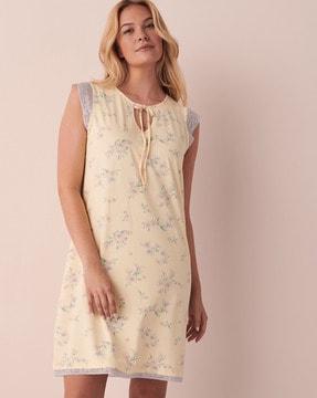 floral print crew-neck nightgown