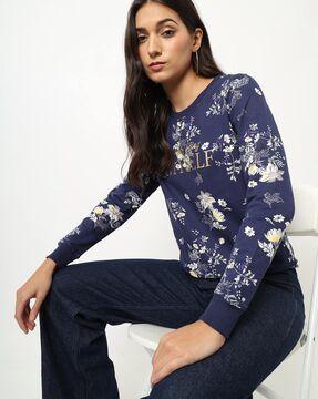 floral print crew-neck sweatshirt