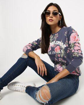 floral print crew-neck sweatshirt