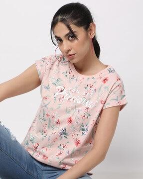 floral print crew-neck t-shirt