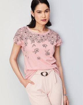 floral print crew-neck t-shirt