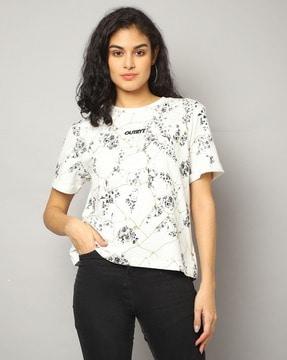 floral print crew-neck t-shirt