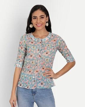 floral print crew-neck top