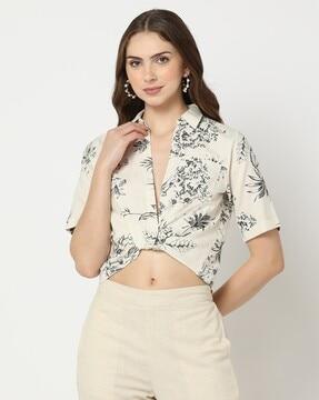 floral print crop shirt