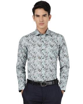 floral print cutaway-collar shirt