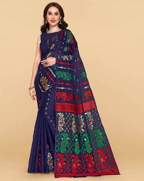 floral print dhakai jamdani saree