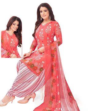 floral print dress material with dupatta