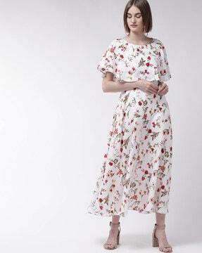 floral print dress with attached cape