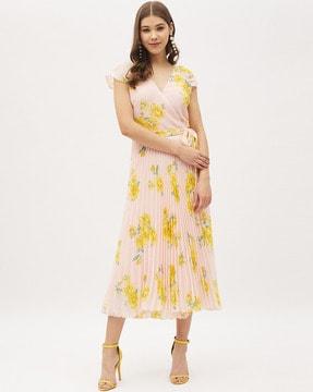 floral print dress with belt
